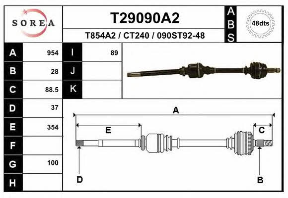 EAI T29090A2 Drive shaft T29090A2: Buy near me in Poland at 2407.PL - Good price!