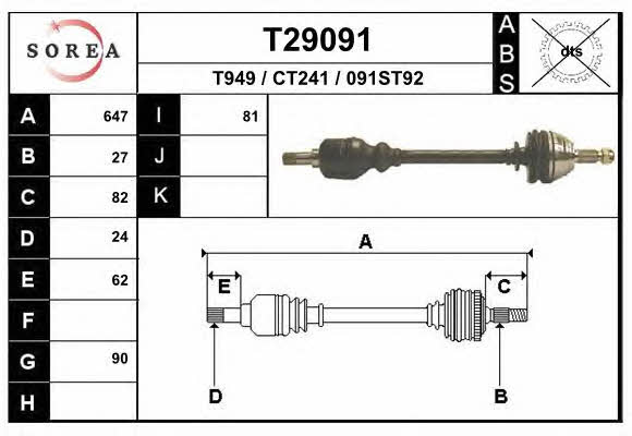 EAI T29091 Вал приводной T29091: Отличная цена - Купить в Польше на 2407.PL!