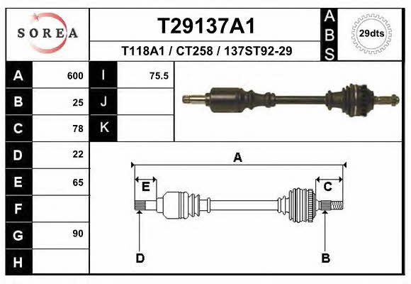 EAI T29137A1 Drive shaft T29137A1: Buy near me in Poland at 2407.PL - Good price!