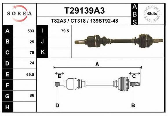EAI T29139A3 Drive shaft T29139A3: Buy near me at 2407.PL in Poland at an Affordable price!