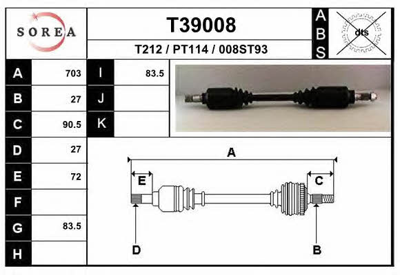 EAI T39008 Drive shaft T39008: Buy near me at 2407.PL in Poland at an Affordable price!