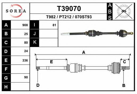EAI T39070 Drive shaft T39070: Buy near me in Poland at 2407.PL - Good price!