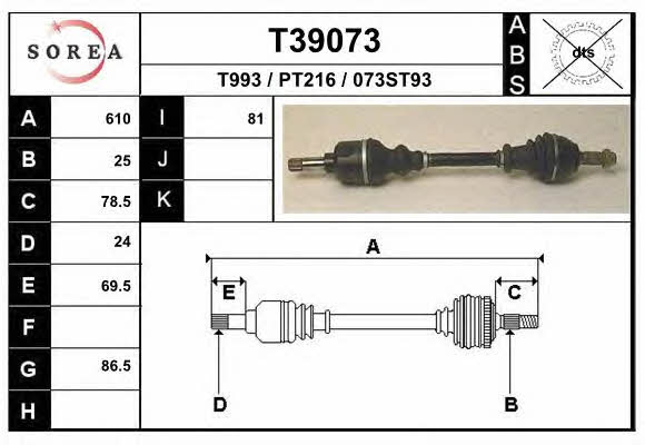 EAI T39073 Drive shaft T39073: Buy near me in Poland at 2407.PL - Good price!