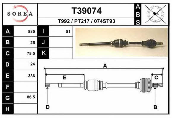 EAI T39074 Drive shaft T39074: Buy near me in Poland at 2407.PL - Good price!