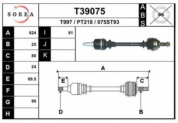 EAI T39075 Drive shaft T39075: Buy near me in Poland at 2407.PL - Good price!