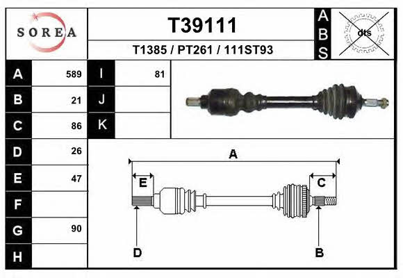 EAI T39111 Drive shaft T39111: Buy near me in Poland at 2407.PL - Good price!