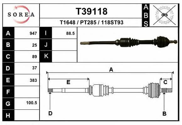 EAI T39118 Вал приводной T39118: Отличная цена - Купить в Польше на 2407.PL!