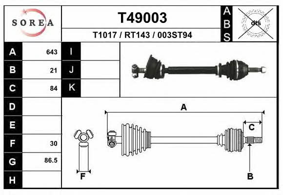 EAI T49003 Antriebswelle T49003: Kaufen Sie zu einem guten Preis in Polen bei 2407.PL!