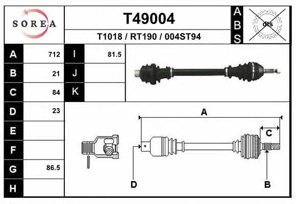 EAI T49004 Drive shaft T49004: Buy near me in Poland at 2407.PL - Good price!