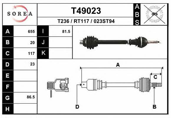 EAI T49023 Drive shaft T49023: Buy near me in Poland at 2407.PL - Good price!