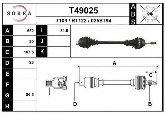 EAI T49025 Drive shaft T49025: Buy near me in Poland at 2407.PL - Good price!