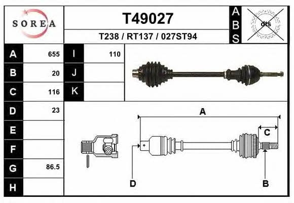 EAI T49027 Drive shaft T49027: Buy near me in Poland at 2407.PL - Good price!
