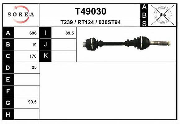 EAI T49030 Вал привідний T49030: Приваблива ціна - Купити у Польщі на 2407.PL!