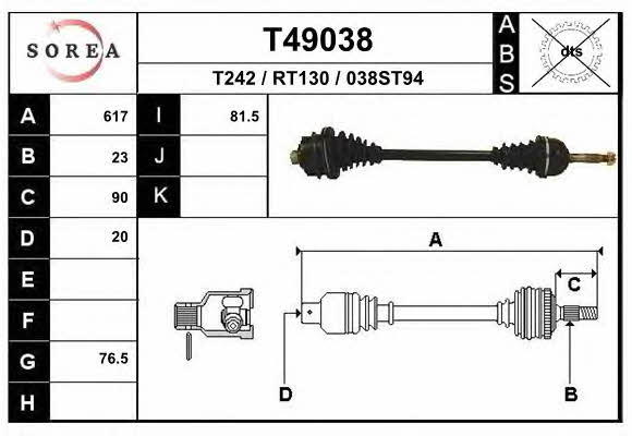 EAI T49038 Drive shaft T49038: Buy near me in Poland at 2407.PL - Good price!