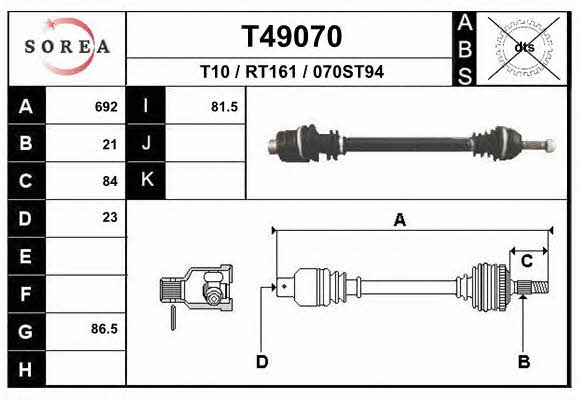 EAI T49070 Drive shaft T49070: Buy near me at 2407.PL in Poland at an Affordable price!