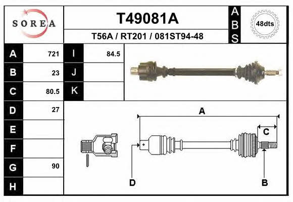 EAI T49081A Drive shaft T49081A: Buy near me in Poland at 2407.PL - Good price!