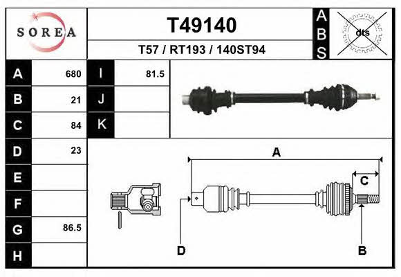 EAI T49140 Вал привідний T49140: Приваблива ціна - Купити у Польщі на 2407.PL!