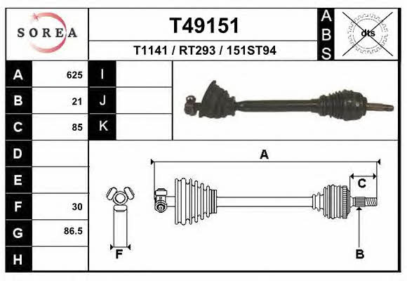 EAI T49151 Drive shaft T49151: Buy near me in Poland at 2407.PL - Good price!