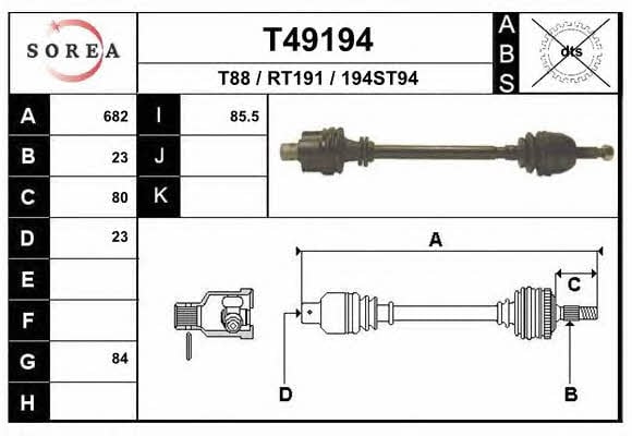 EAI T49194 Drive shaft T49194: Buy near me in Poland at 2407.PL - Good price!
