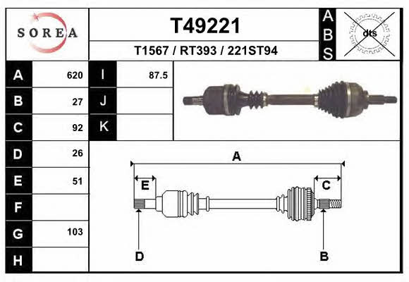 EAI T49221 Вал приводной T49221: Отличная цена - Купить в Польше на 2407.PL!