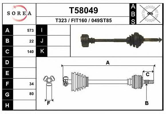 EAI T58049 Drive shaft T58049: Buy near me in Poland at 2407.PL - Good price!
