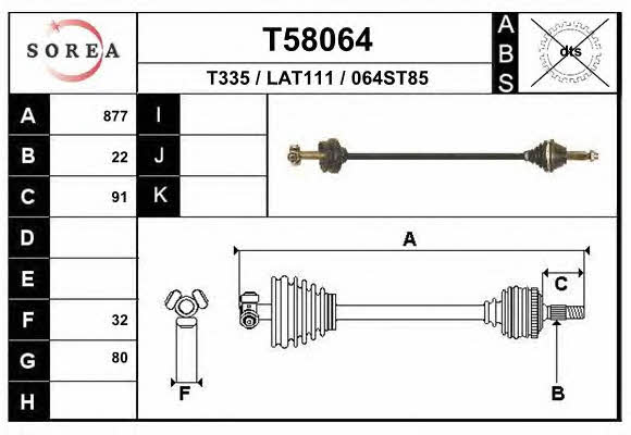 EAI T58064 Drive shaft T58064: Buy near me in Poland at 2407.PL - Good price!