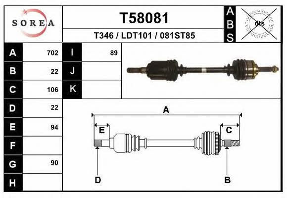 EAI T58081 Вал приводной T58081: Отличная цена - Купить в Польше на 2407.PL!