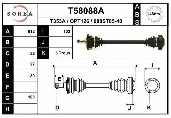 EAI T58088A Drive shaft T58088A: Buy near me in Poland at 2407.PL - Good price!