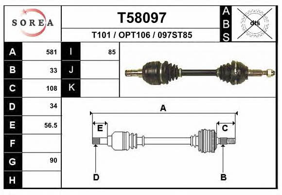 EAI T58097 Drive shaft T58097: Buy near me in Poland at 2407.PL - Good price!