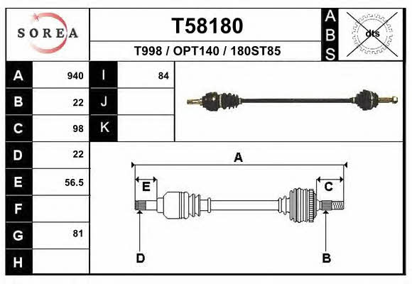 EAI T58180 Antriebswelle T58180: Kaufen Sie zu einem guten Preis in Polen bei 2407.PL!