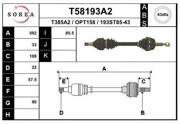 EAI T58193A2 Drive shaft T58193A2: Buy near me in Poland at 2407.PL - Good price!