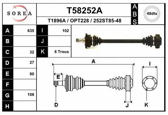 EAI T58252A Drive shaft T58252A: Buy near me in Poland at 2407.PL - Good price!