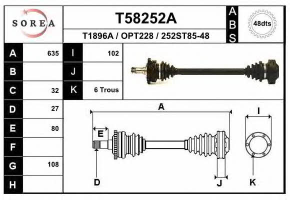 EAI T58252A Wał napędowy T58252A: Dobra cena w Polsce na 2407.PL - Kup Teraz!