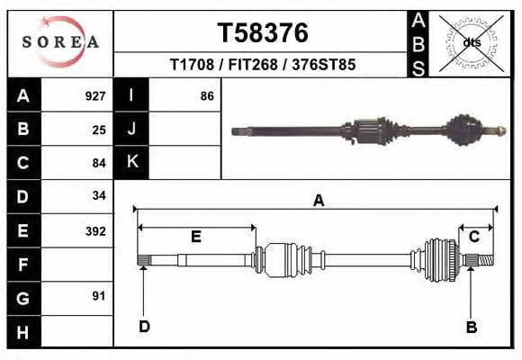 EAI T58376 Drive shaft T58376: Buy near me in Poland at 2407.PL - Good price!