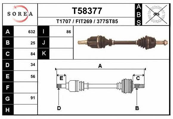 EAI T58377 Drive shaft T58377: Buy near me in Poland at 2407.PL - Good price!