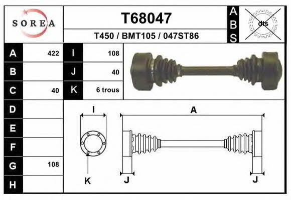 EAI T68047 Drive shaft T68047: Buy near me in Poland at 2407.PL - Good price!