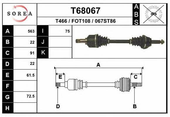 EAI T68067 Вал приводной T68067: Отличная цена - Купить в Польше на 2407.PL!