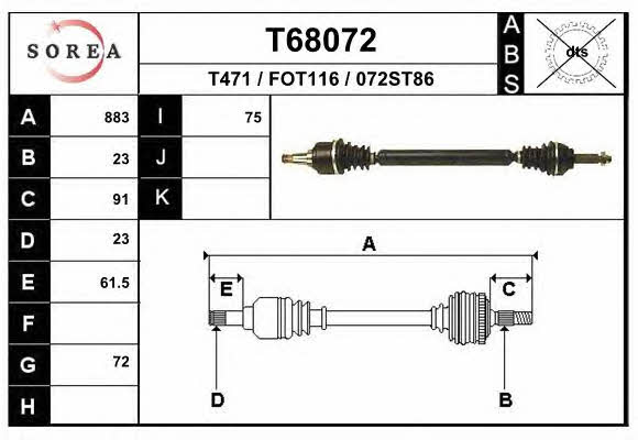 EAI T68072 Drive shaft T68072: Buy near me in Poland at 2407.PL - Good price!
