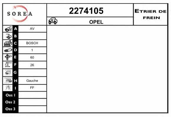 EAI 2274105 Brake caliper front left 2274105: Buy near me in Poland at 2407.PL - Good price!