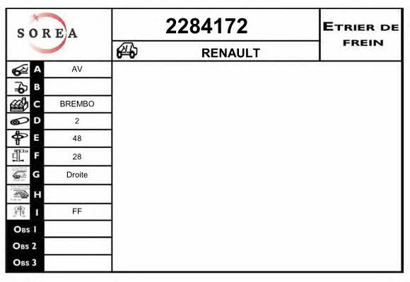 EAI 2284172 Bremssattel vorne rechts 2284172: Kaufen Sie zu einem guten Preis in Polen bei 2407.PL!