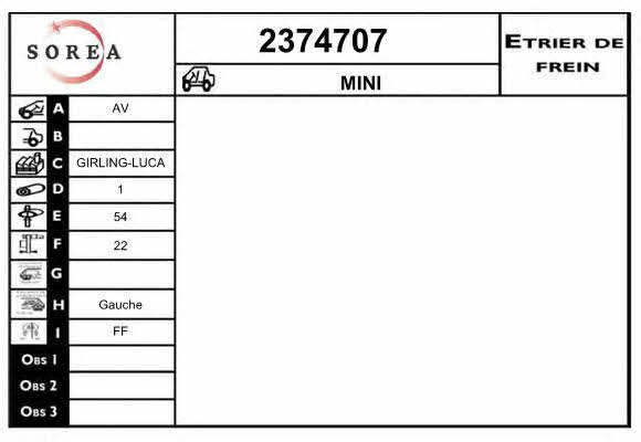 EAI 2374707 Brake caliper front left 2374707: Buy near me in Poland at 2407.PL - Good price!
