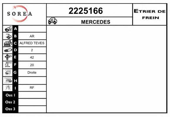 EAI 2225166 Brake caliper rear right 2225166: Buy near me in Poland at 2407.PL - Good price!