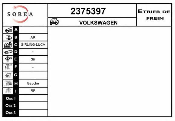 EAI 2375397 Zacisk hamulcowy 2375397: Dobra cena w Polsce na 2407.PL - Kup Teraz!