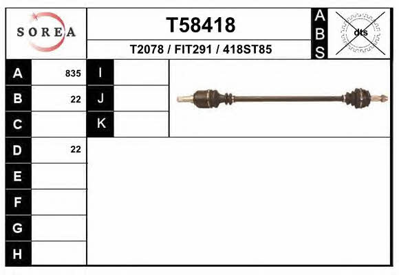 EAI T58418 Drive shaft T58418: Buy near me in Poland at 2407.PL - Good price!