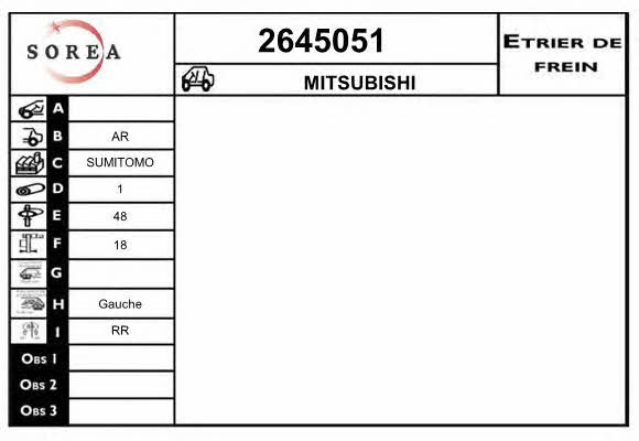 EAI 2645051 Супорт гальмівний 2645051: Приваблива ціна - Купити у Польщі на 2407.PL!