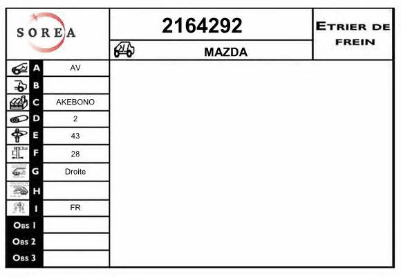 EAI 2164292 Суппорт тормозной 2164292: Отличная цена - Купить в Польше на 2407.PL!