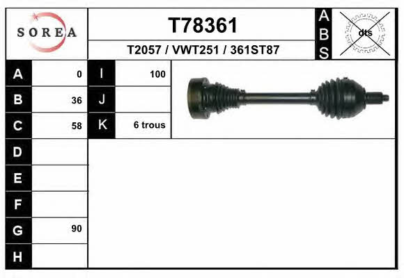 EAI T78361 Drive shaft T78361: Buy near me in Poland at 2407.PL - Good price!