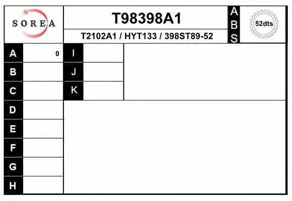 EAI T98398A1 Antriebswelle T98398A1: Kaufen Sie zu einem guten Preis in Polen bei 2407.PL!