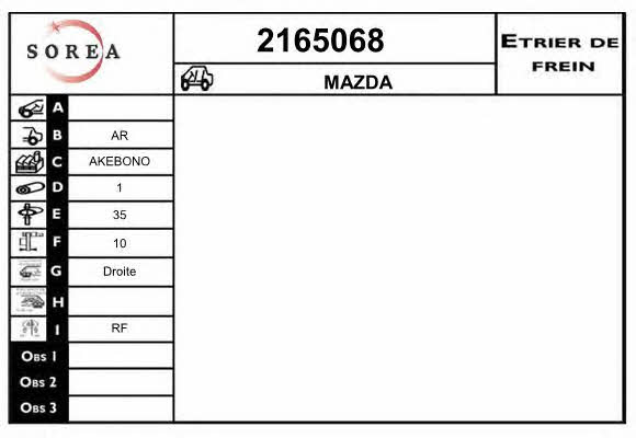EAI 2165068 Brake caliper 2165068: Buy near me in Poland at 2407.PL - Good price!