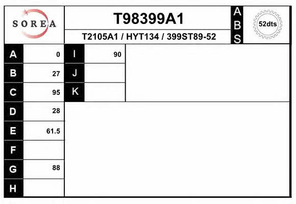 EAI T98399A1 Antriebswelle T98399A1: Kaufen Sie zu einem guten Preis in Polen bei 2407.PL!